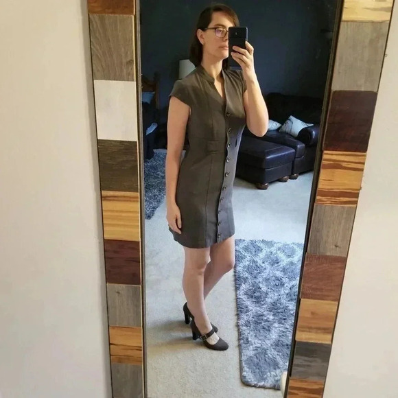 Spense Gray Button Front Dress + 8 - Picture 6 of 8